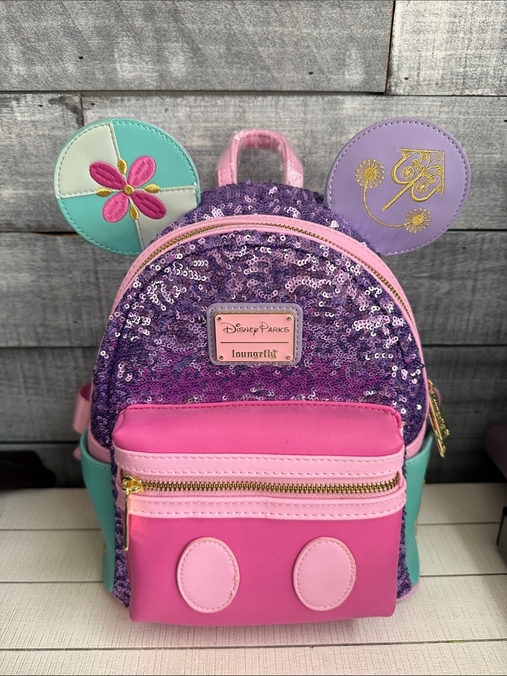 Loungefly Pink, Purple & Mint Sequin Kids Ear Mini Backpack